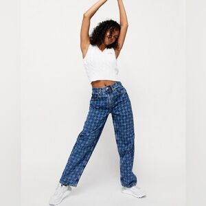 BDG Geometric Blue Straight Leg Jeans